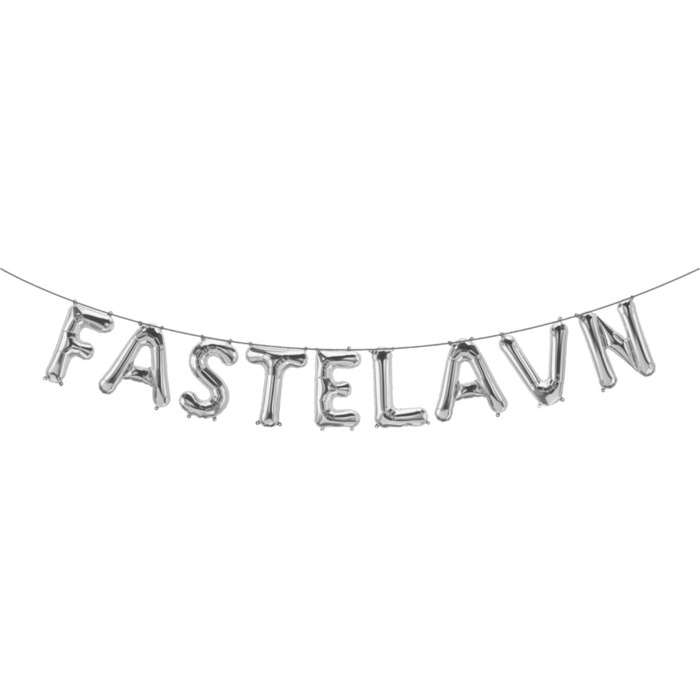 Ballonbogstaver til fastelavn med snor i sølv